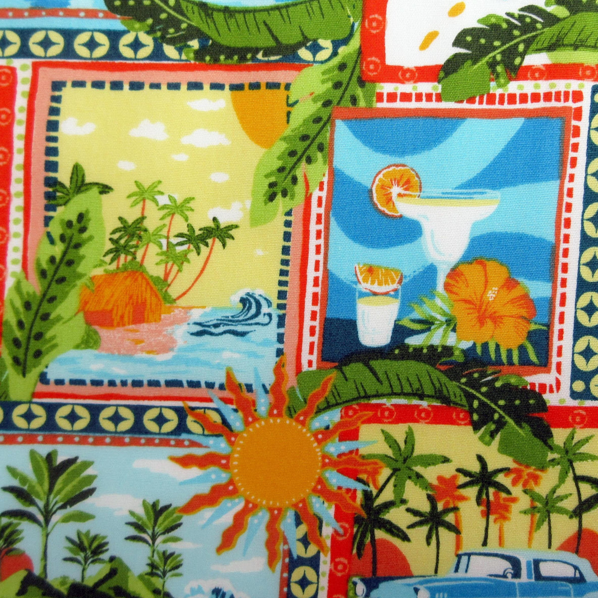 Fabric, Hawaii Patch in Blue, Stylish Relax by Sevenberry, By the Half or Full Yard