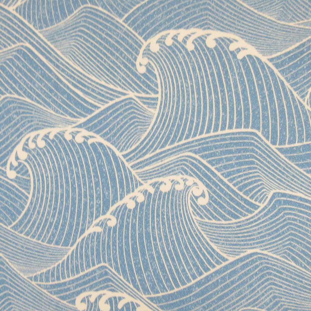 BARKCLOTH Fabric, Ocean Wave in Blue, Large Scale Hawaii Tropical, By the Half or Full Yard