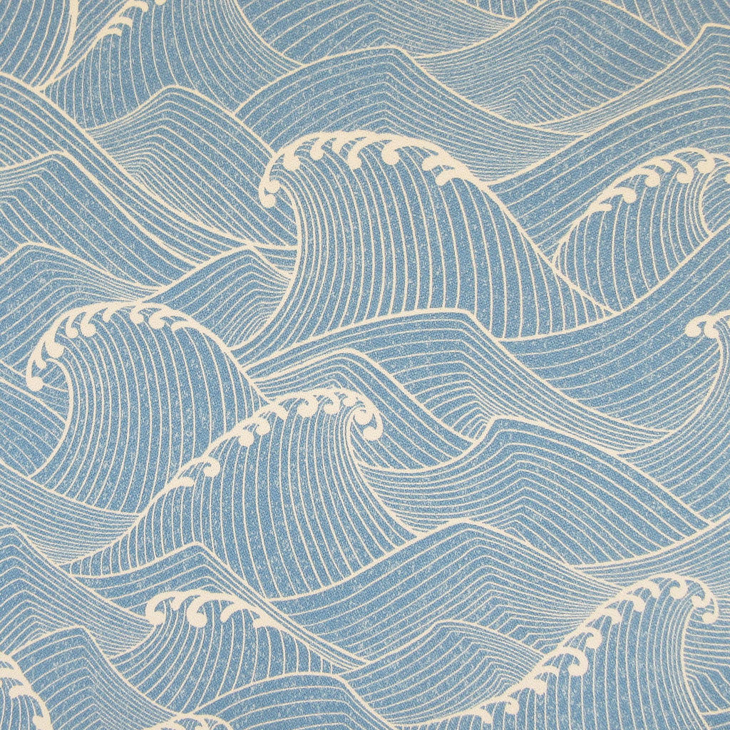 BARKCLOTH Fabric, Ocean Wave in Blue, Large Scale Hawaii Tropical, By the Half or Full Yard