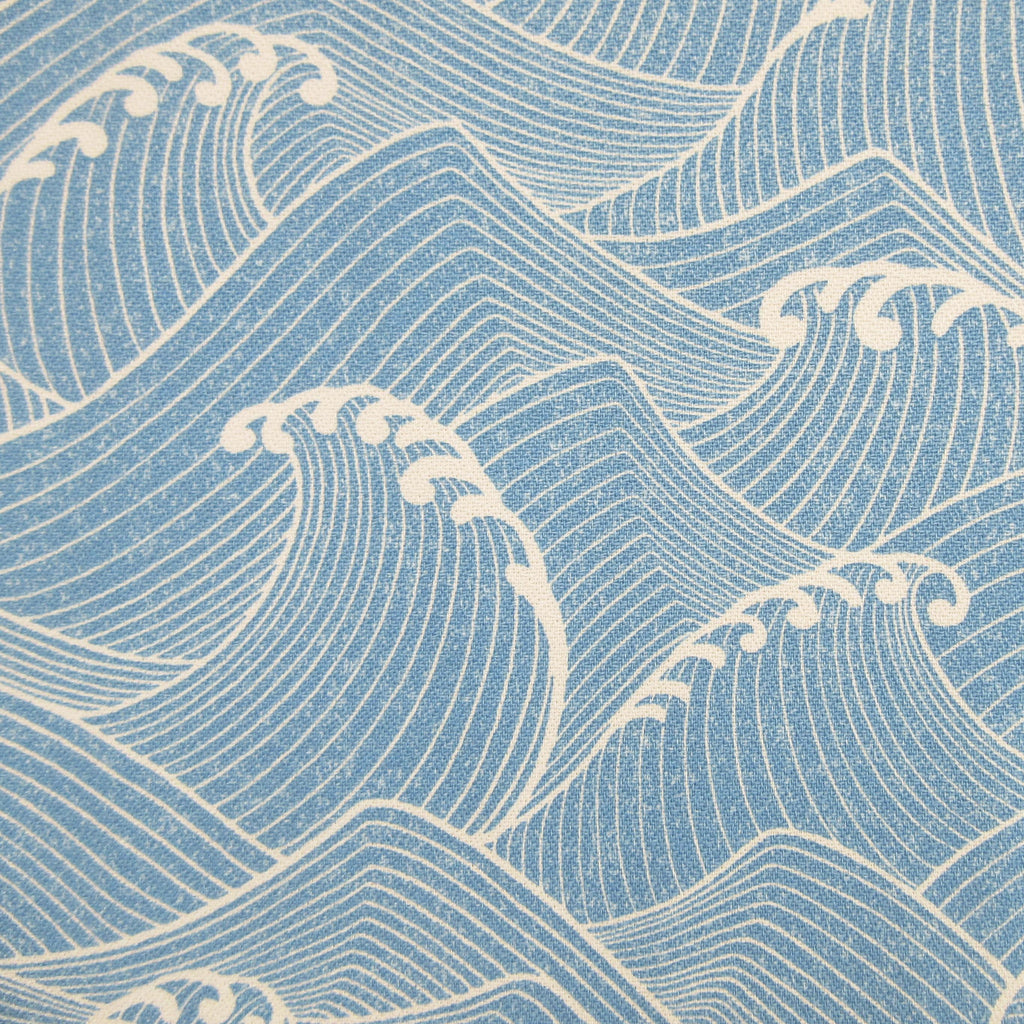 BARKCLOTH Fabric, Ocean Wave in Blue, Large Scale Hawaii Tropical, By the Half or Full Yard