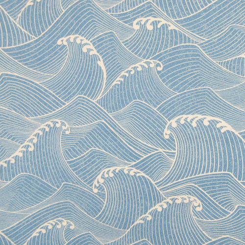 BARKCLOTH Fabric, Ocean Wave in Blue, Large Scale Hawaii Tropical, By the Half or Full Yard