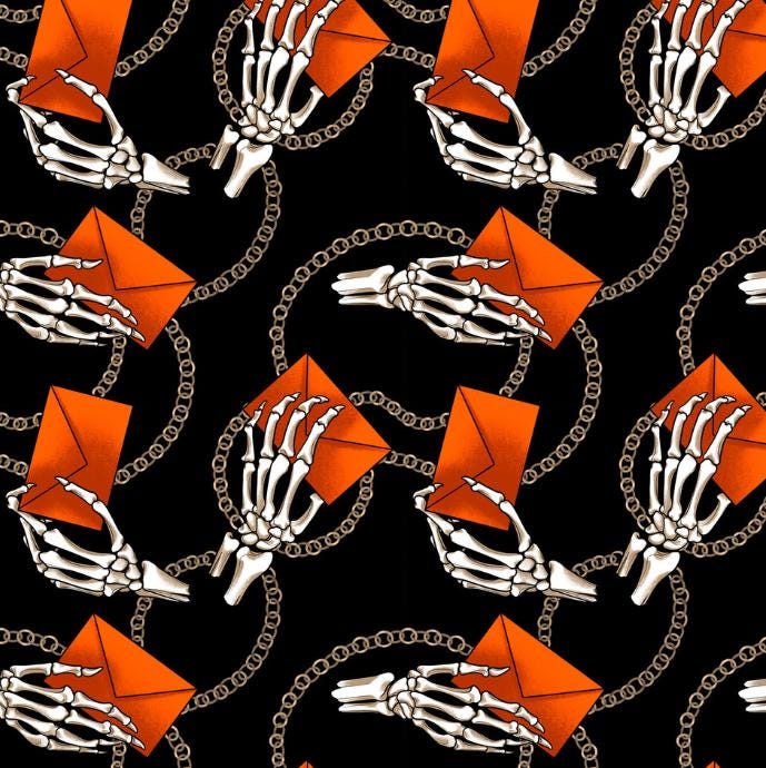 Skeleton Fabric, Chain Mail by Free Spirit, By the Half or Full Yard