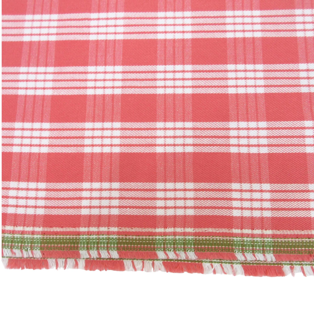 Fabric, Watermelon Yarn Dyed Palaka Hawaiian Plaid, 100% Cotton Woven, By the Half or Full Yard