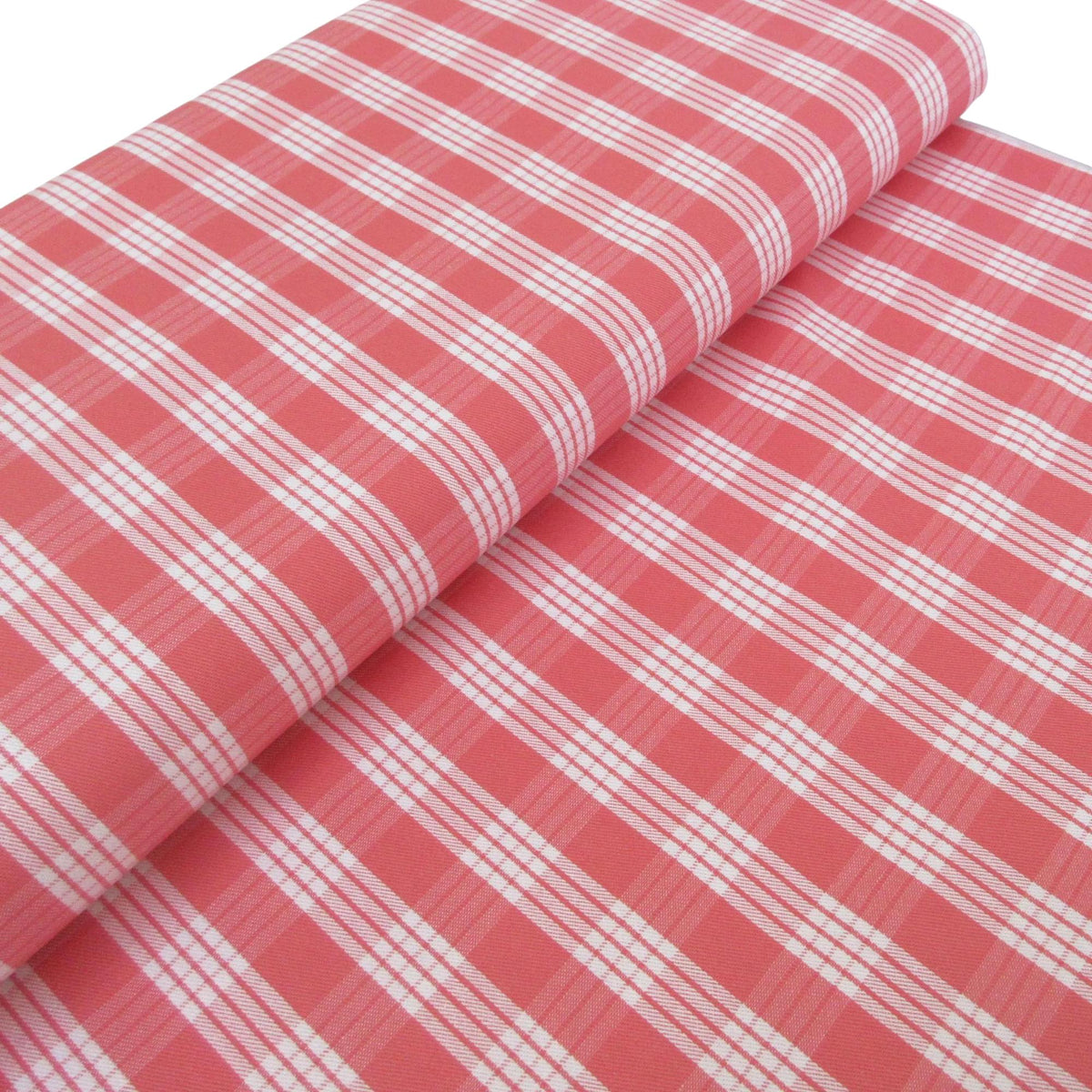 Fabric, Watermelon Yarn Dyed Palaka Hawaiian Plaid, 100% Cotton Woven, By the Half or Full Yard