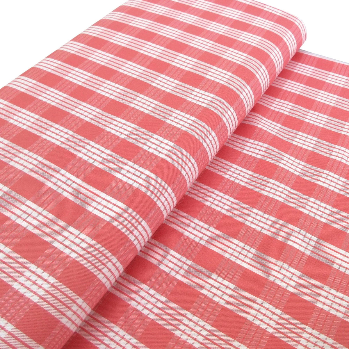 Fabric, Watermelon Yarn Dyed Palaka Hawaiian Plaid, 100% Cotton Woven, By the Half or Full Yard