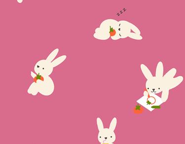 Bunny Fabric, Bun E on Hibiscus Pink, Persimmon by Ruby Star Society, By the Half or Full Yard