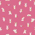 Bunny Fabric, Bun E on Hibiscus Pink, Persimmon by Ruby Star Society, By the Half or Full Yard