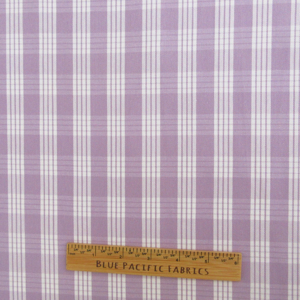Fabric, Lilac Yarn Dyed Palaka Hawaiian Plaid, 100% Cotton Woven, By the Half or Full Yard