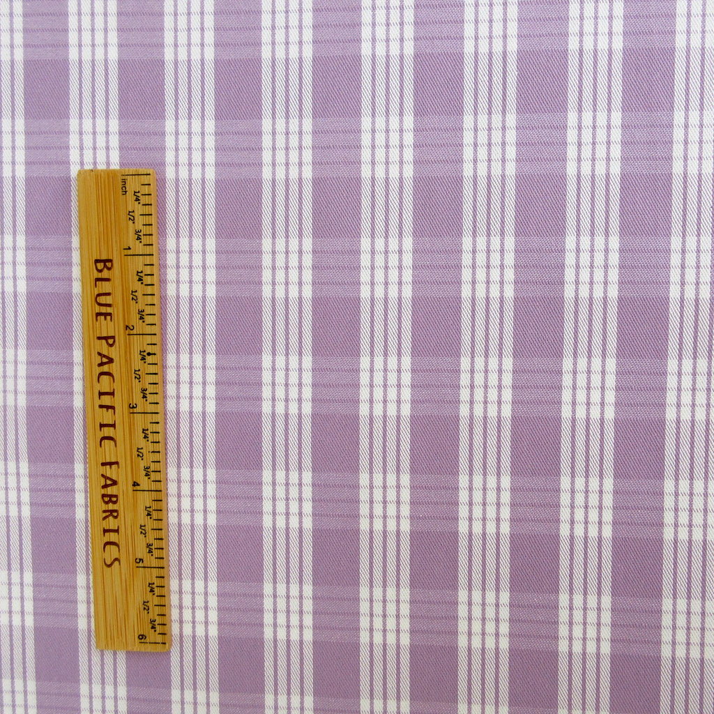 Fabric, Lilac Yarn Dyed Palaka Hawaiian Plaid, 100% Cotton Woven, By the Half or Full Yard