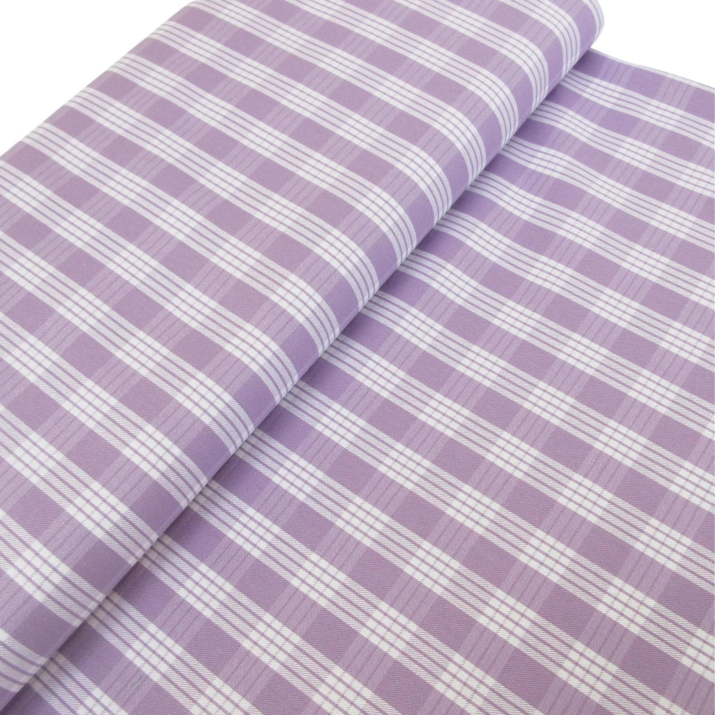 Fabric, Lilac Yarn Dyed Palaka Hawaiian Plaid, 100% Cotton Woven, By the Half or Full Yard