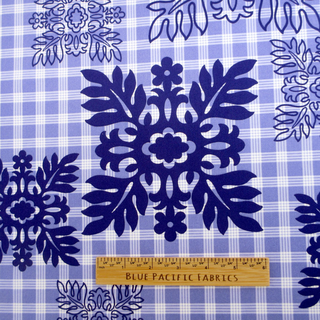 Fabric, Hawaiian Quilt Blocks on Palaka Purple, by the Half or Full Yard
