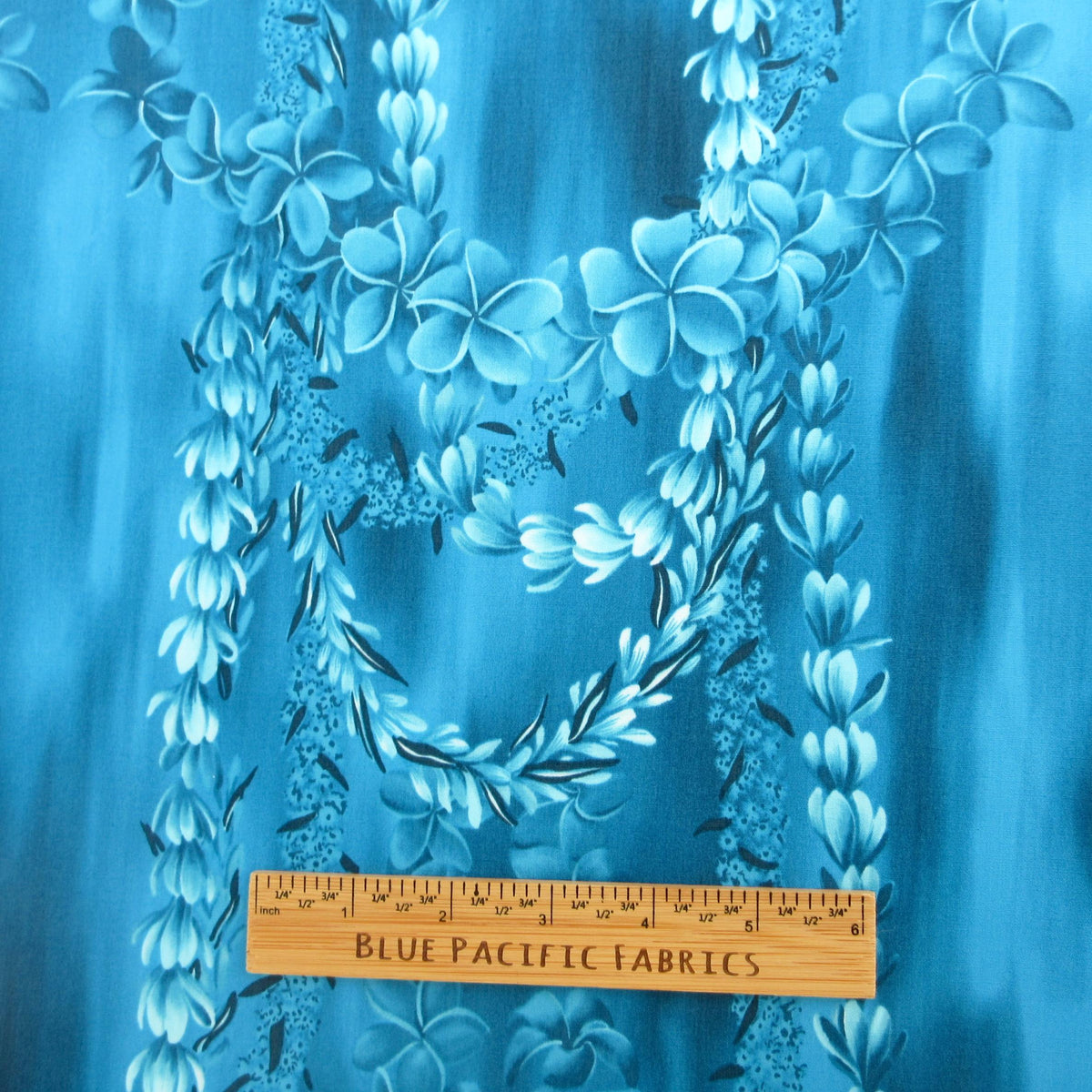 Hawaii Fabric, Leis of Lanai on Ocean Blue, By the Half or Full Yard