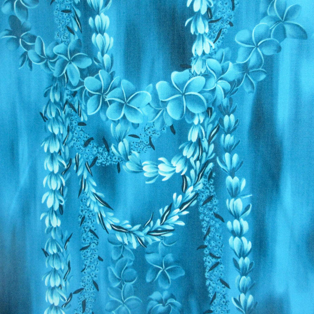 Hawaii Fabric, Leis of Lanai on Ocean Blue, By the Half or Full Yard
