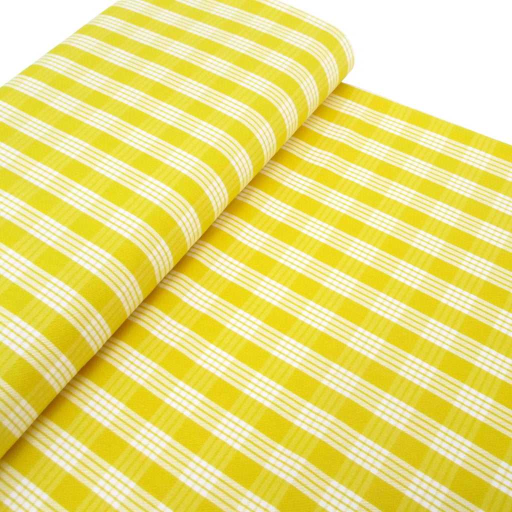 Fabric, Yellow Palaka, Yarn Dyed Hawaiian Plaid, 100% Cotton Woven, By the Half or Full Yard
