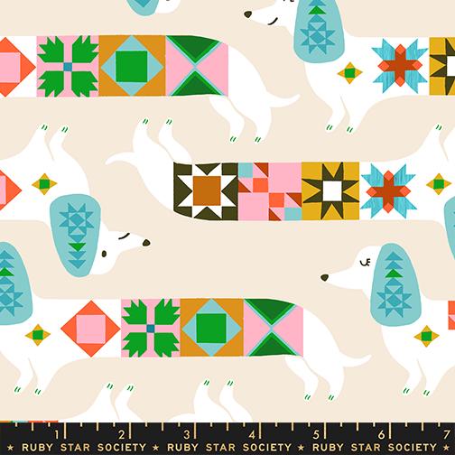 Fabric, Quilty Dog on Shell, 1-800-Notions by Ruby Star Society, By the Half or Full Yard