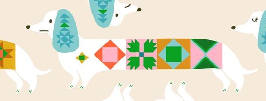Fabric, Quilty Dog on Shell, 1-800-Notions by Ruby Star Society, By the Half or Full Yard