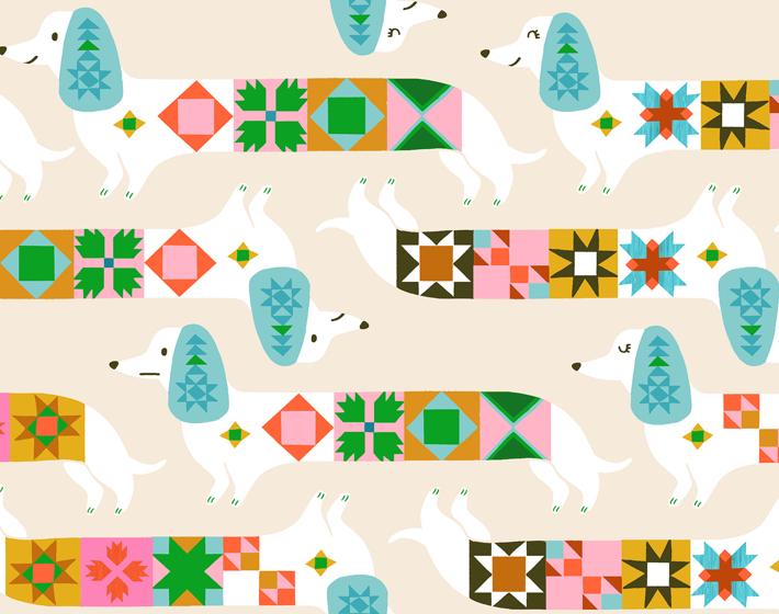 Fabric, Quilty Dog on Shell, 1-800-Notions by Ruby Star Society, By the Half or Full Yard