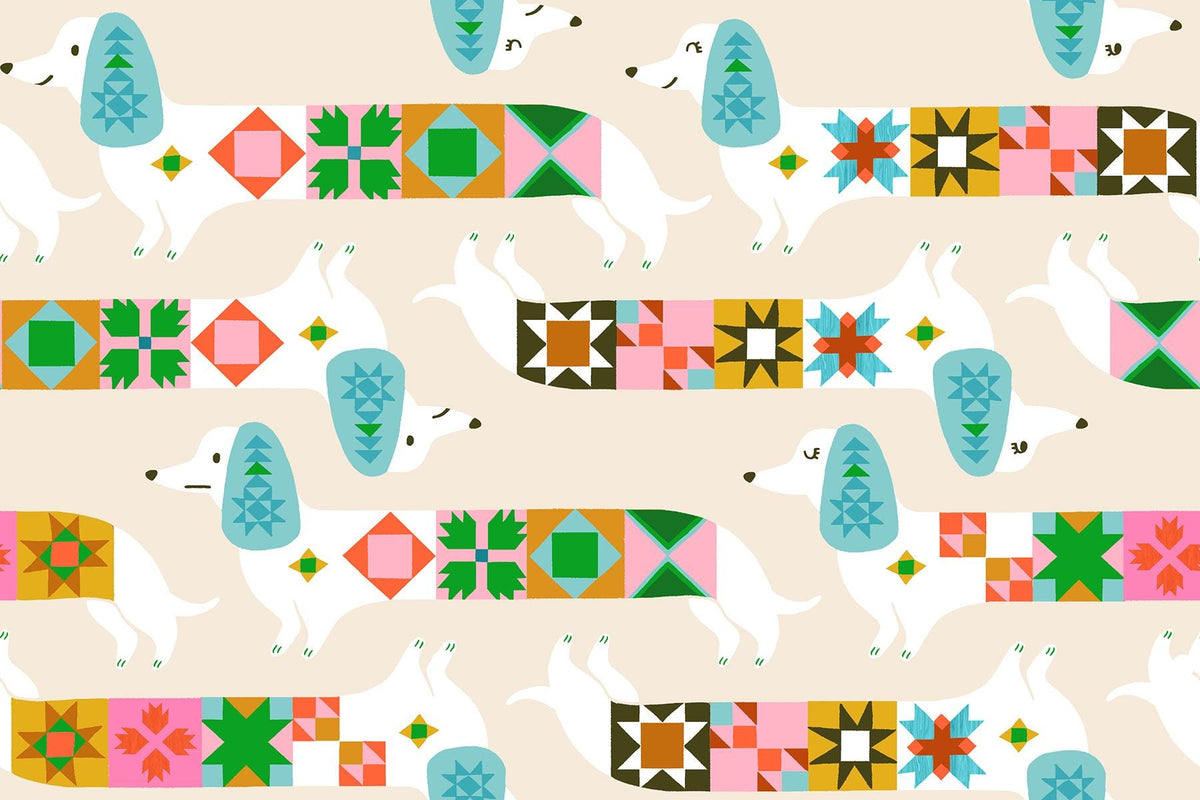 Fabric, Quilty Dog on Shell, 1-800-Notions by Ruby Star Society, By the Half or Full Yard