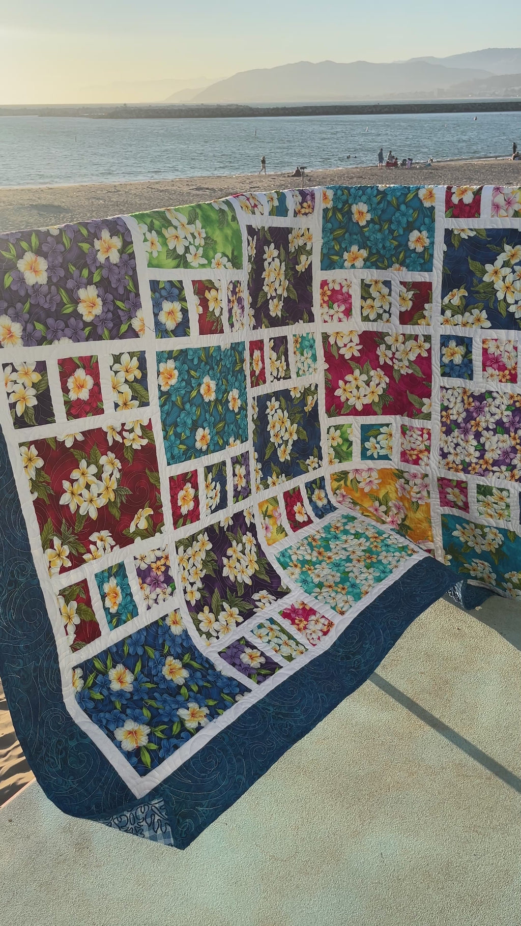 Hawaiian Quilt Kit, Aloha Island Quilt in Large Throw Size, A Blue Pacific Fabrics Exclusive