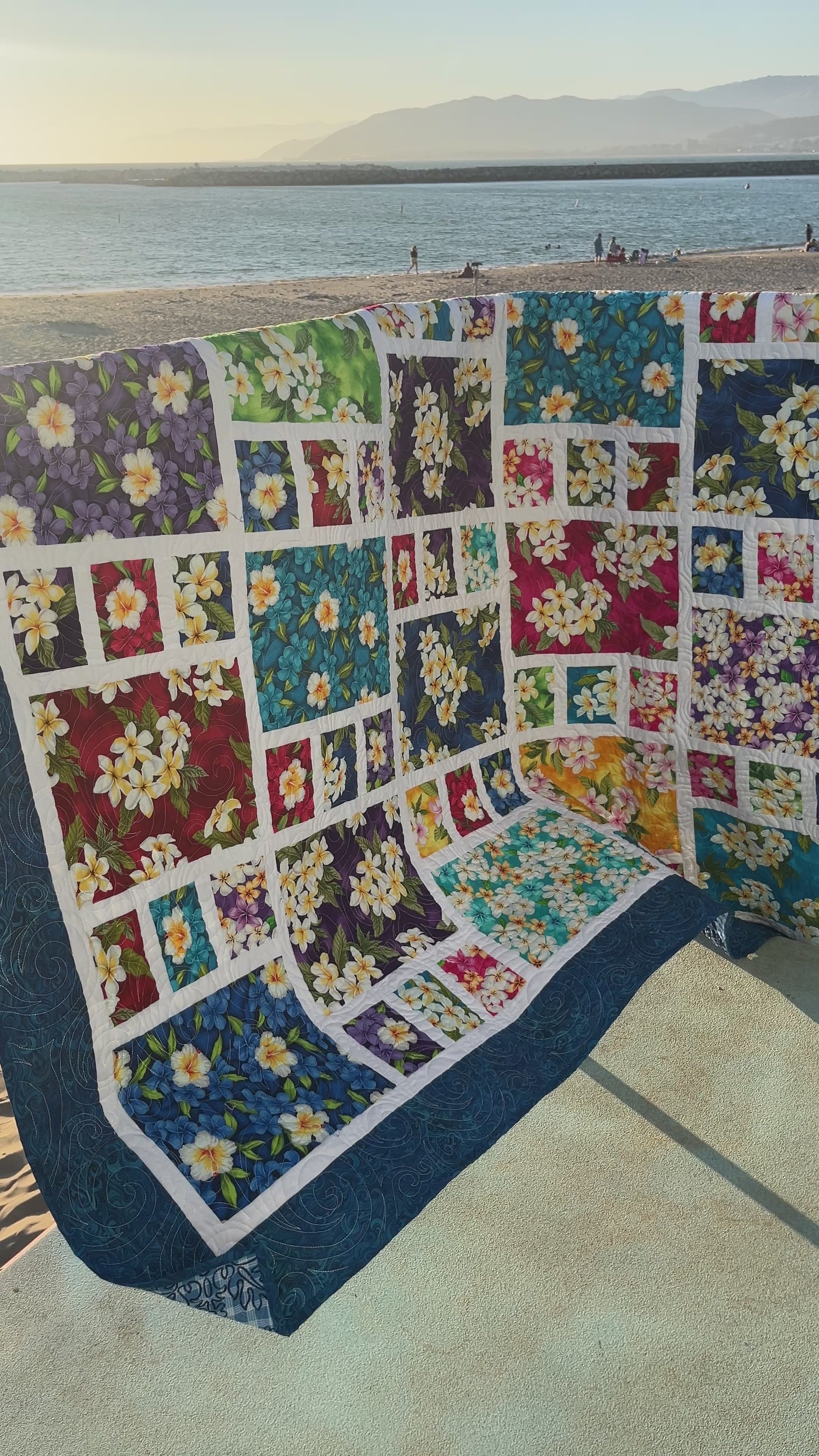 Hawaiian Quilt Kit, Aloha Island Quilt in Large Throw Size, A Blue Pacific Fabrics Exclusive